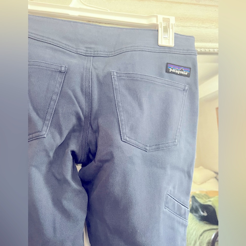 Patagonia light blue cotton/denim hiking pants. Low-waist, size: 2.
